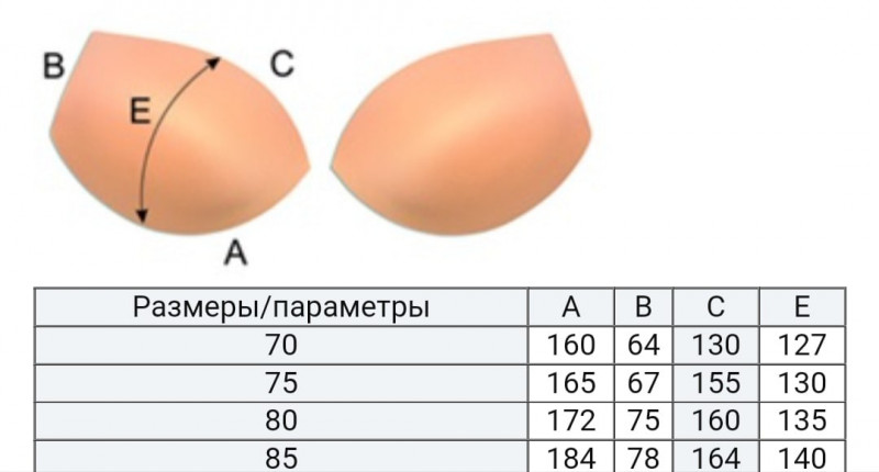 Чашки для бюстгальтера цв бежевый рр70/75/80/85